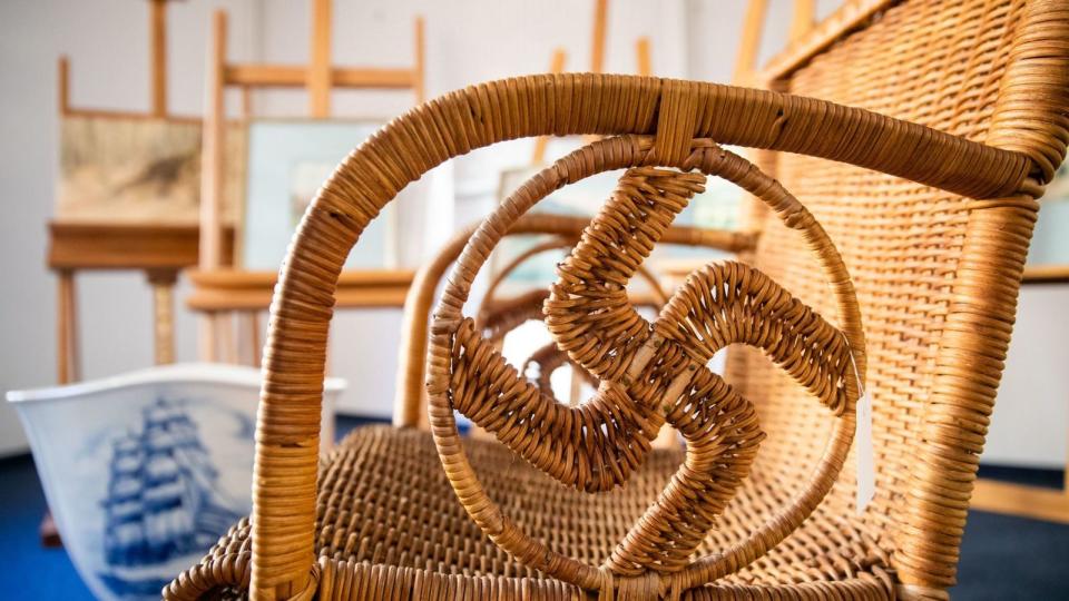 A wicker armchair bearing a swastika believed to have been owned by Hitler