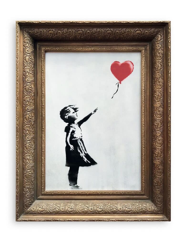 ‘Niña con globo’, la obra de Bansky que se autodestruyó tras ser subastada, ha pasado a llamarse ‘El amor está en la papelera’. (Foto: AFP Photo/HO)