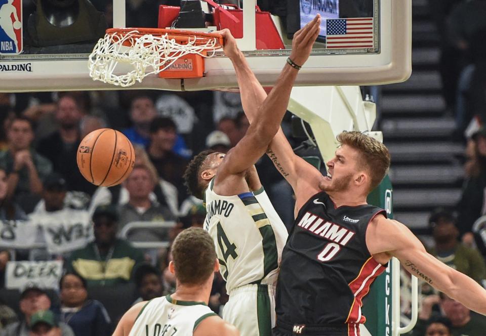 Former Miami Heat forward Meyers Leonard signed a 10-day contract with the Milwaukee Bucks on Feb. 22, 2023.