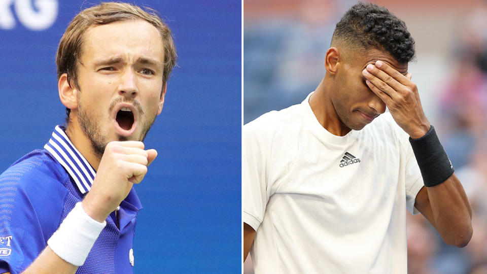 Daniil Medvedev survived a second set scare to crush Felix Auger-Aliassime in their US Open semi-final. Pic: Getty