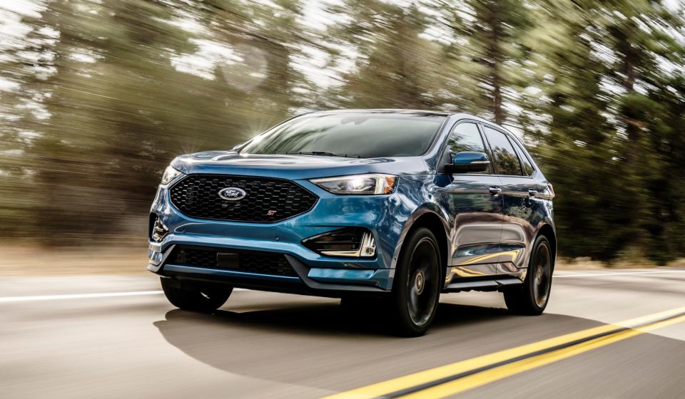 The Ford Edge ST is the sport version of the popular midsize SUV and has more power than the Acura RDX, Chevy Blazer and Nissan Murano.