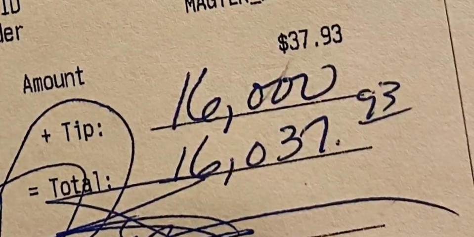 A customer left a $16,000 tip at Stumble Inn Bar and Grill in Londonderry, N.H. (NBC Boston)