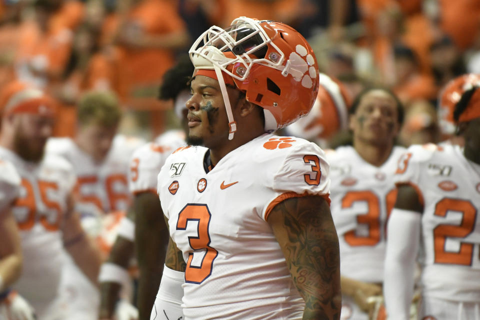 Clemson's Xavier Thomas during the NCAA college football game Saturday, Sept. 14, 2019, in Syracuse, N.Y. (AP Photo/Steve Jacobs)
