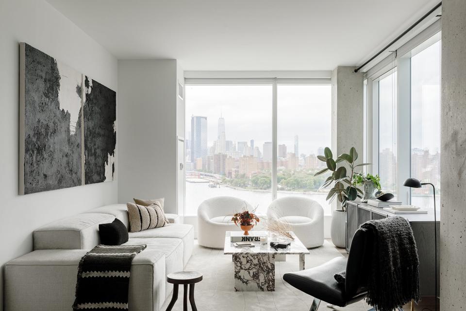 black and white living room