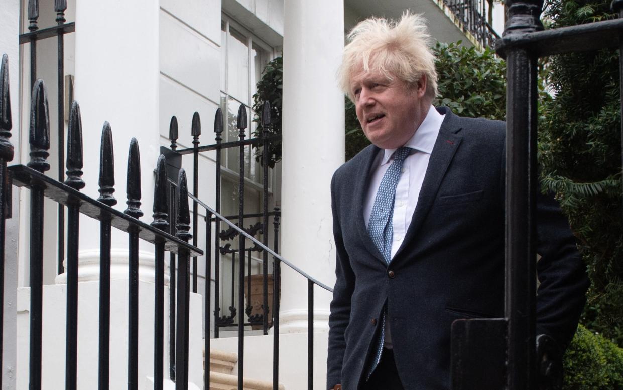 Boris Johnson, the former prime minister, is pictured leaving his London home this morning - Justin Ng/Avalon 