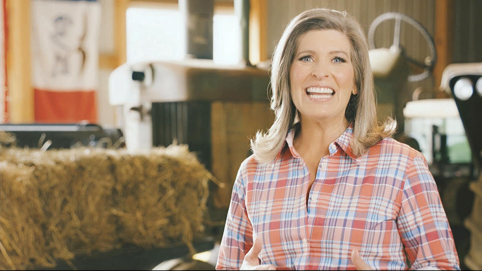 In this image from video, Sen. Joni Ernst, R-Iowa, speaks from Des Moines, Iowa, during the third night of the Republican National Convention on Wednesday, Aug. 26, 2020.(Courtesy of the Committee on Arrangements for the 2020 Republican National Committee via AP)