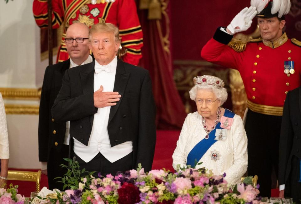 The Queen hosts US President Donald Trump and the US First Lady for a State Banquet in the ballroom at Buckingham Palace (AFP/Getty Images)