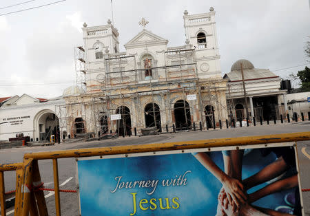 A general view of St. Anthony's Shrine, where an explosion took place during mass on Easter Sunday, is seen in Colombo, Sri Lanka May 5, 2019. REUTERS/Dinuka Liyanawatte