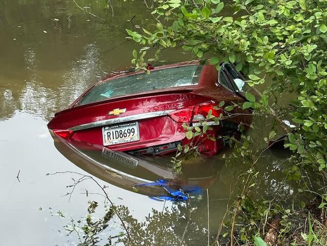 <p>Paulding County Sheriff's Office</p> Maria Ruch's car after it entered the pond