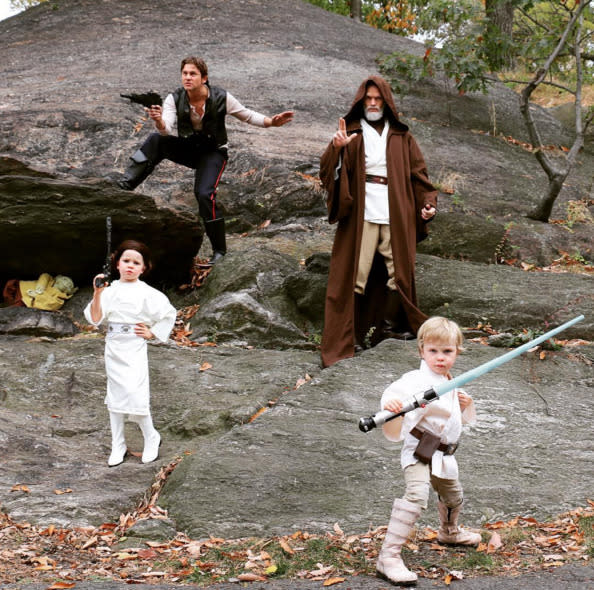 Snooki and fam has fierce Jedi competition with Neil Patrick Harris, David Burtka, and their twins, Harper and Gideon. “A long time ago in a Halloween far, far away…,” NPH wrote. (Instagram)