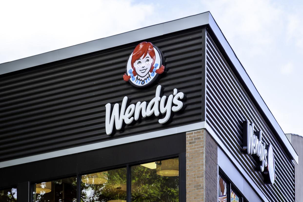 Niagara Falls, Ontario, Canada - September 4, 2019: Sign of Wendy's restaurant in Niagara Falls, Ontario, Canada. Wendy's is an American international fast food restaurant chain.