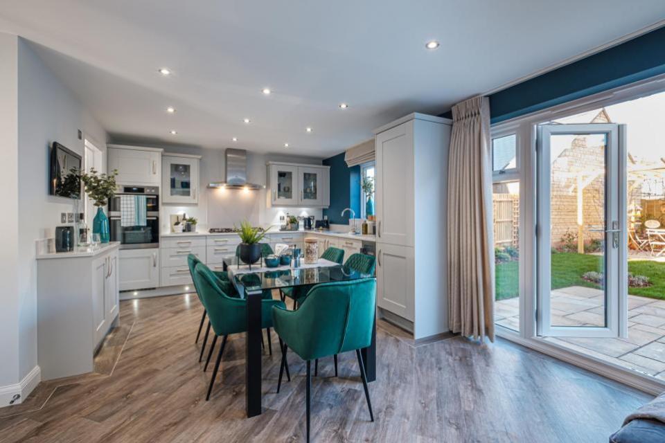 Oxford Mail: The kitchen in a home at a home at Barratt and David Wilson Homes' Hemins Place in Bicester