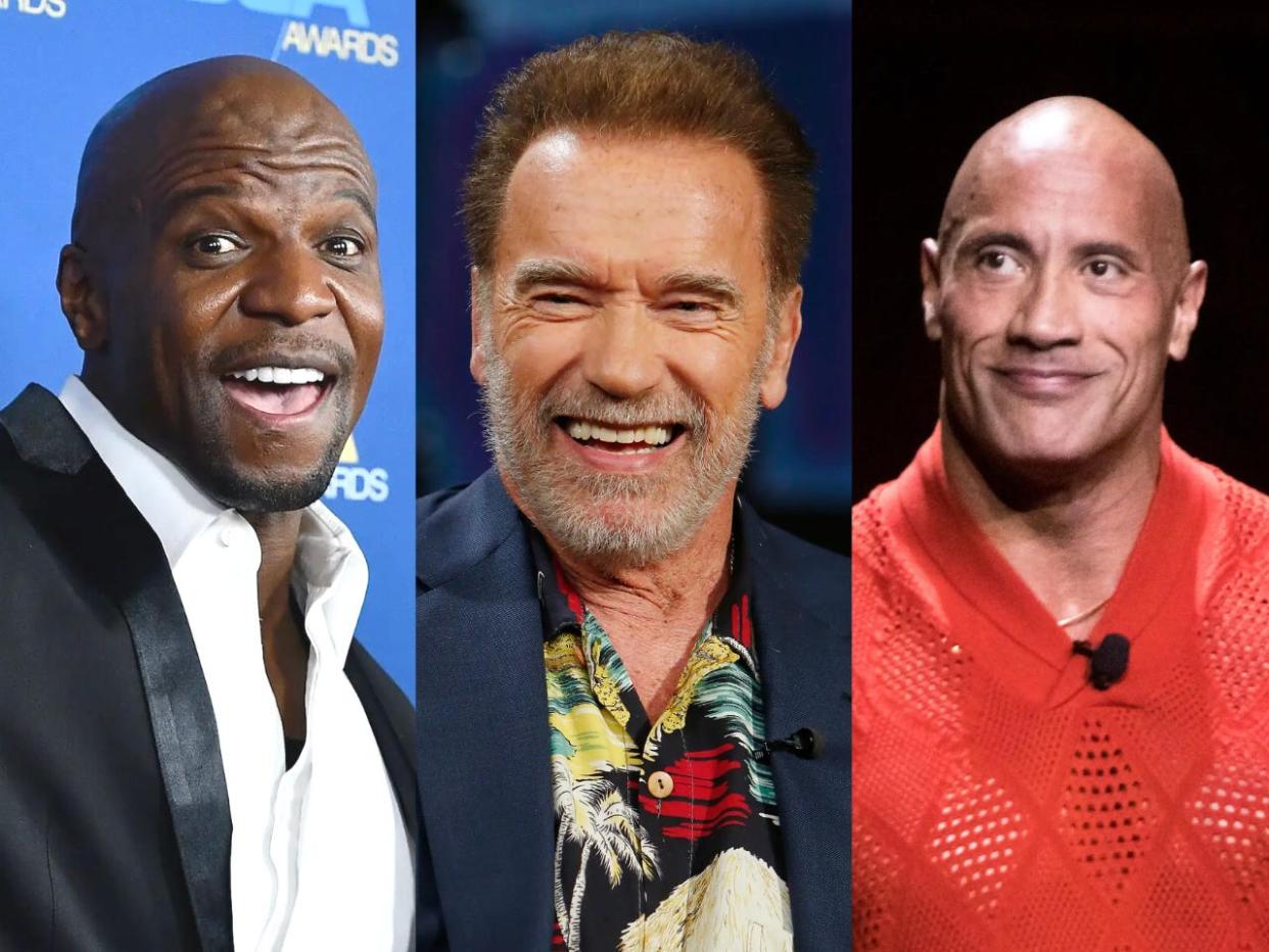 Terry Crews, Arnold Schwarzenegger and Dwayne Johnson