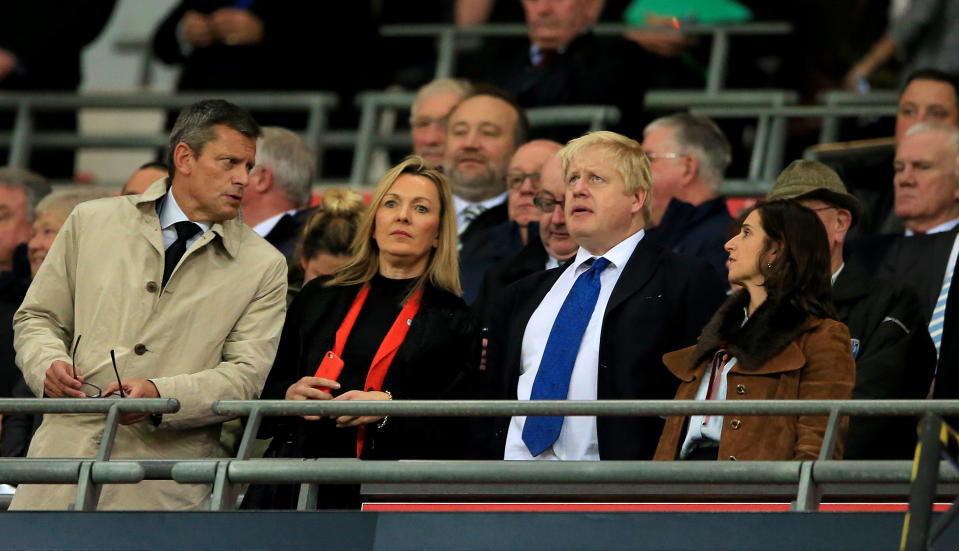 London Mayor Boris Johnson in the stands during the international friendly match at Wembley Stadium, London. PRESS ASSOCIATION Photo. Picture date: Tuesday November 17, 2015. See PA story SOCCER England. Photo credit should read: Nick Potts/PA Wire. RESTRICTIONS: Use subject to FA restrictions. Editorial use only. Commercial use only with prior written consent of the FA. No editing except cropping. Call +44 (0)1158 447447 or see paphotos.com/info for full restrictions and further information.