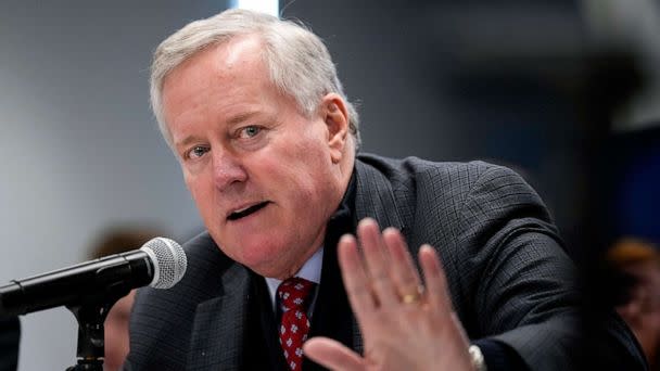 PHOTO: In this Nov. 14, 2022, file photo, former White House Chief of Staff during the Trump administration Mark Meadows speaks during a forum titled House Rules and Process Changes for the 118th Congress, at FreedomWorks headquarters in Washington, D.C. (Drew Angerer/Getty Images, FILE)