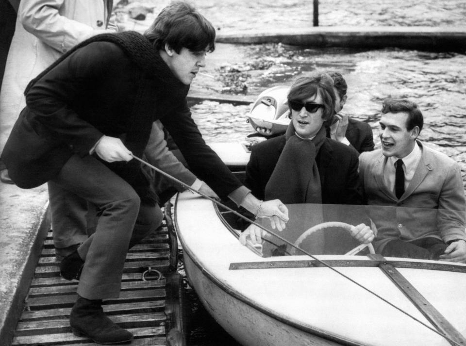 Paul McCartney and John Lennon on Loch Earn in 1964