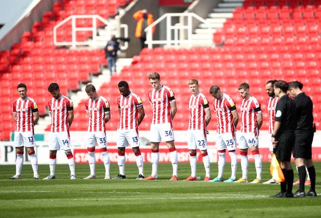 Stoke players stood before their clash with Preston