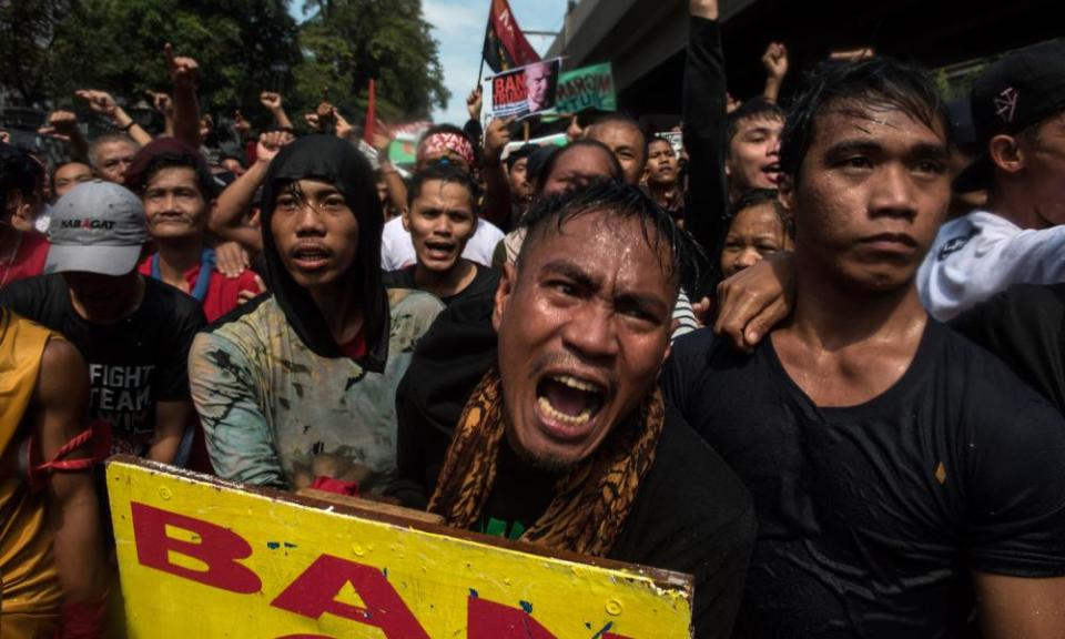 Thousands of Filipinos protested in Manila as Donald Trump’s attended meetings as part of his 12-day trip.