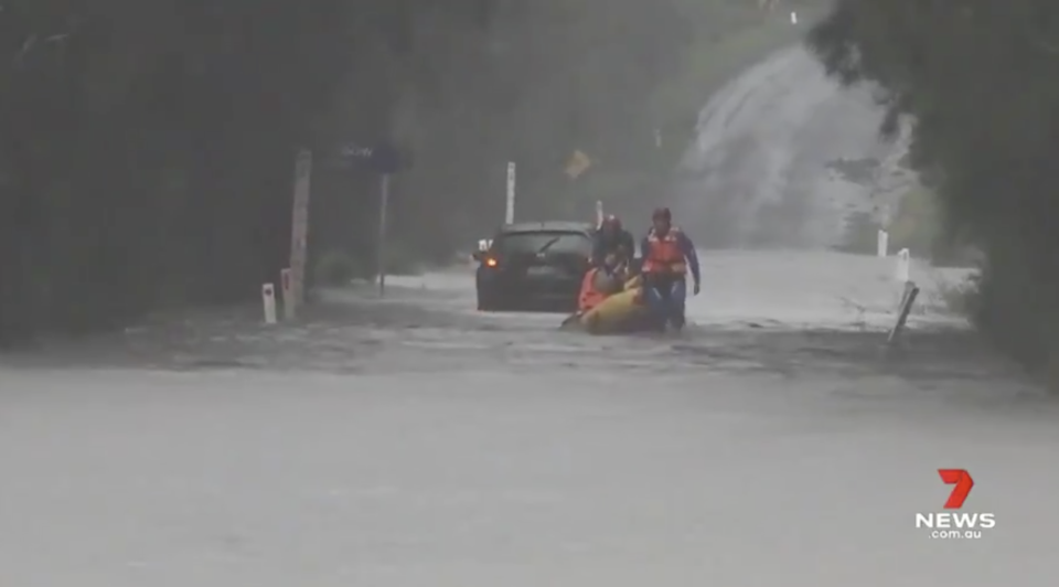 SES help people stuck in floodwaters on the NSW South Coast.