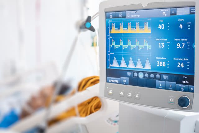 <p>Getty</p> Ventilator monitor in a hospital room