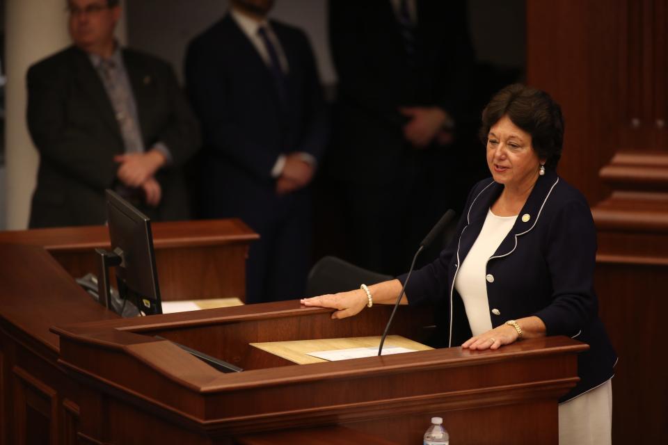 Florida Sen. Kathleen Passidomo gives a speech Oct. 15, 2019.