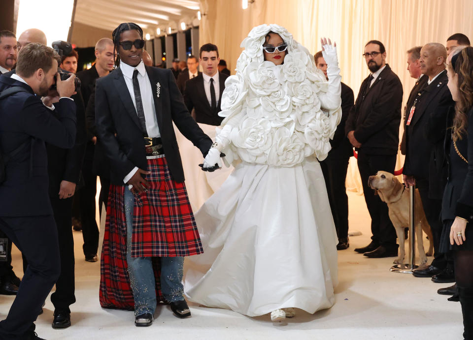 A$AP Rocky and Rihanna attend the 2023 Met Gala Celebrating "Karl Lagerfeld: A Line Of Beauty" at The Metropolitan Museum of Art on May 1, 2023 in New York City.<span class="copyright">Mike Coppola—Getty Images</span>