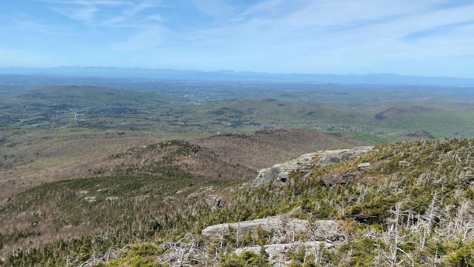 The view from Mt. Mansfield's Sunset Ridge Trail, looking east. Mt. Mansfield is Vermont's highest peak at 4,395 feet.