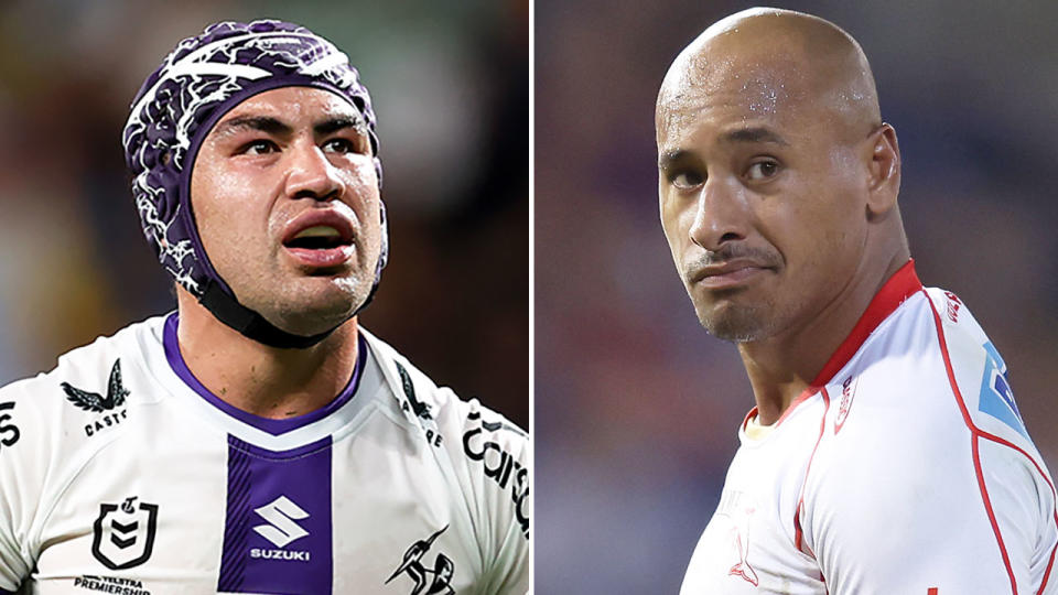 Jahrome Hughes and Felise Kaufusi will be sidelined for two and four weeks respectively after failing to have charges downgraded at the NRL judiciary. Pic: Getty