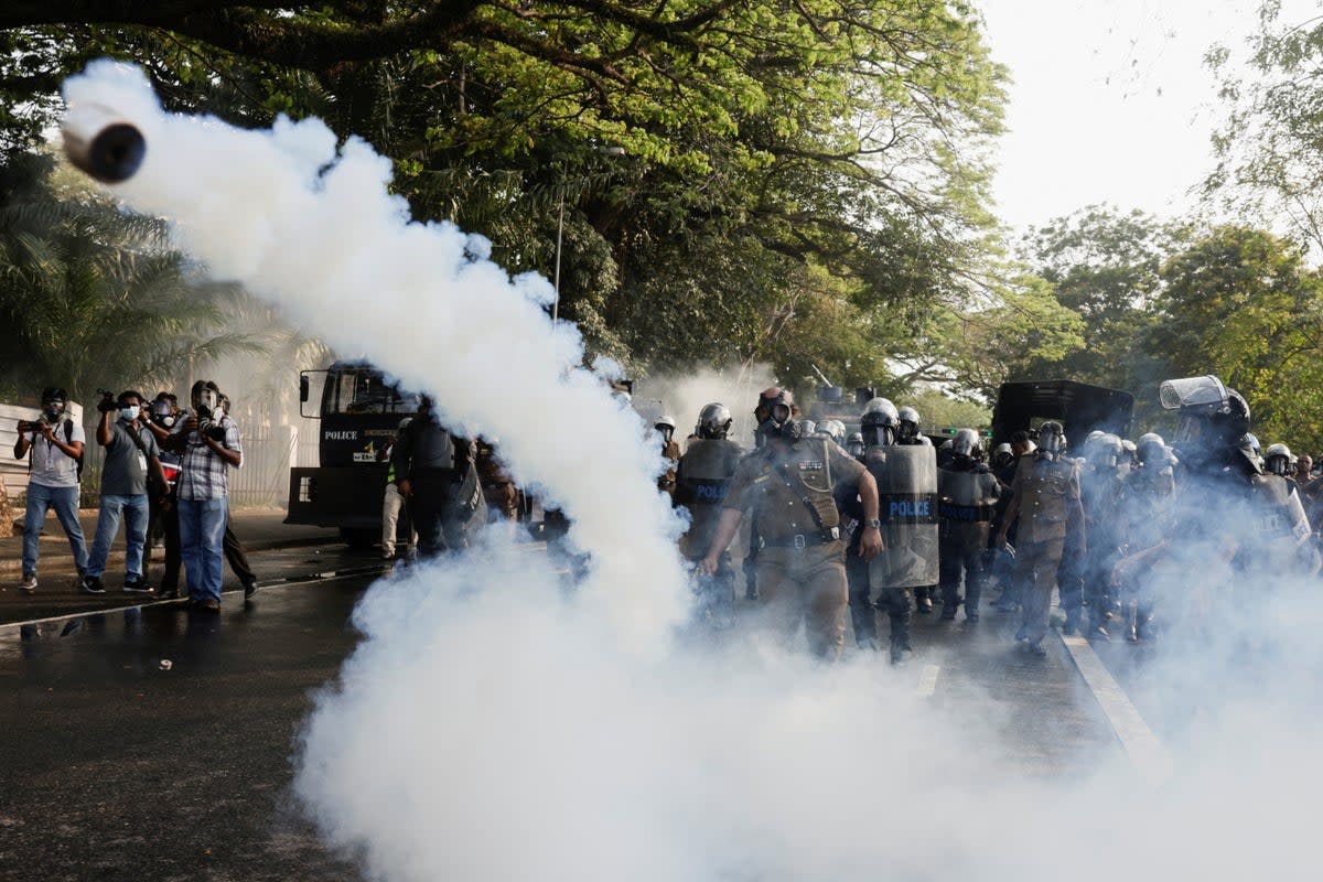 Police use tear gas to disperse Inter University students federation members during a protest demanding the implementation of the promised changes to the governing system (REUTERS)