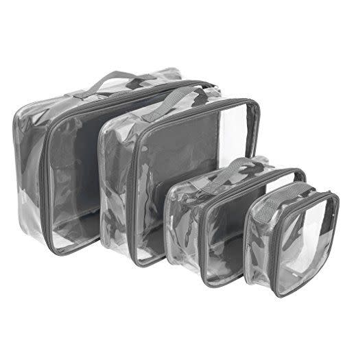 4) Clear Travel Packing Cubes (Set of 4)