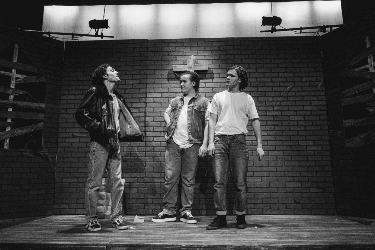 Jonas Abernathy as Dallas Winston, Jude Roberts as Johnny Cade and Jordan Davis as Ponyboy Curtis are shown in a scene from Theatre of Gadsden's production of "The Outsiders." Performances are 7 p.m. Friday and Saturday and 2 p.m. Sunday at the historic Ritz Theatre in Alabama City.
