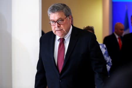 U.S. Attorney General William Barr leaves after a meeting with Attorney Generals of Northern Triangle of Central America in San Salvador