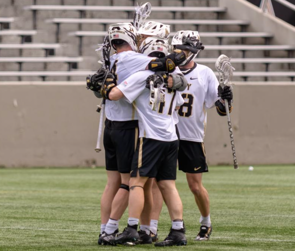 The Army West Point men's lacrosse team hosted Bucknell on April 1 and earned a 12-7 victory at Michie Stadium.<br>West Point/Photo by Mark Wellman