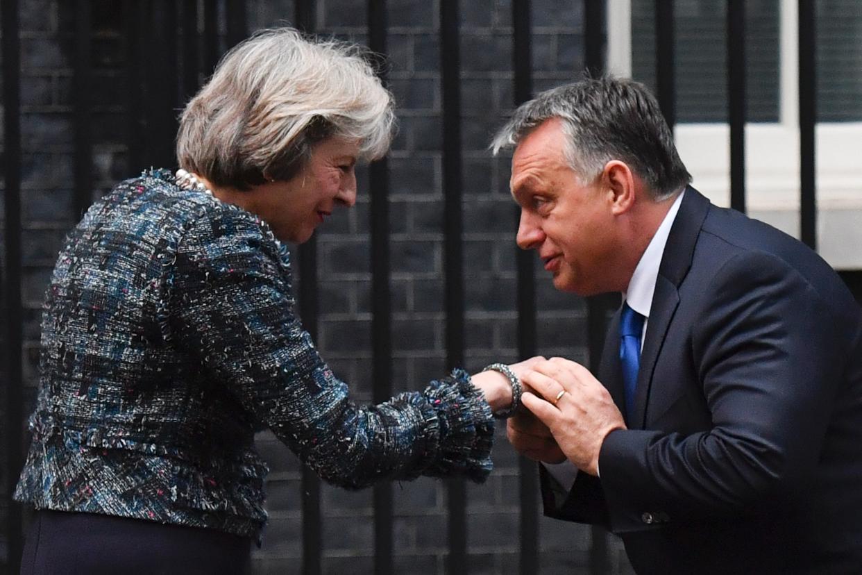 Prime minister Theresa May welcomed her Hungarian counterpart, Viktor Orban, to Downing Street (Getty)
