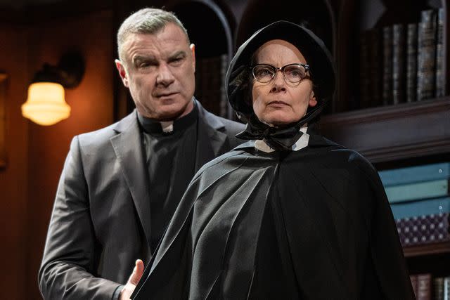 <p>Joan Marcus</p> Liev Schreiber as Father Flynn and Amy Ryan as Sister Aloysius in Broadway's production of 'Doubt: A Parable'