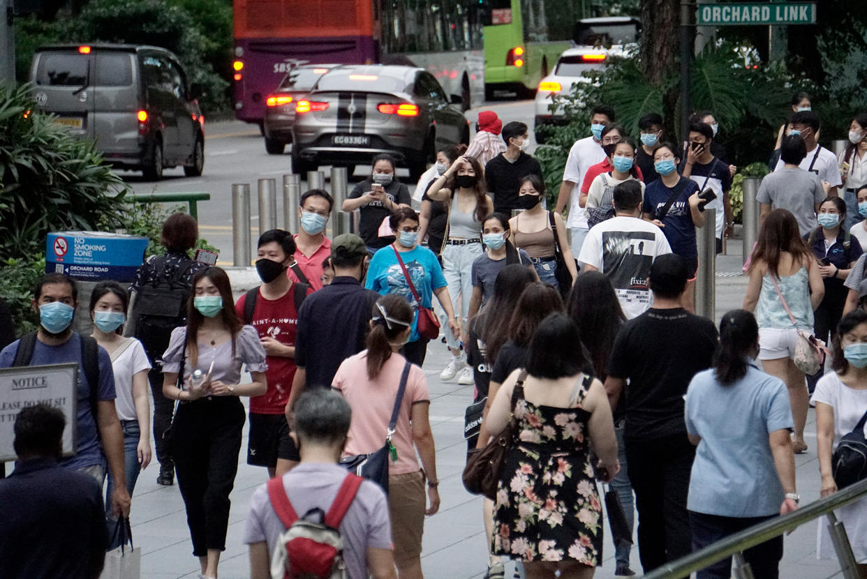 People in face masks seen along Orchard Road on 19 June 2020. (Yahoo News Singapore file photo)