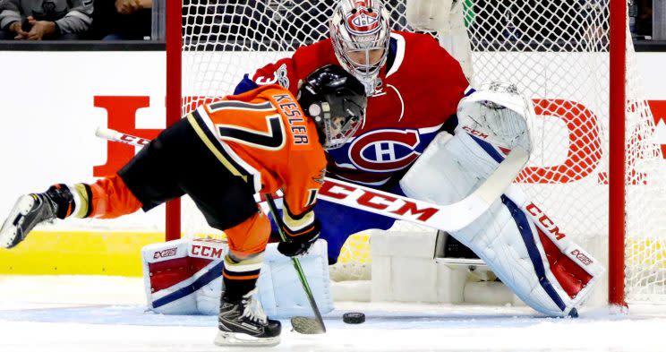 <em>Carey Price’s humongous five-hole left plenty of room for Ryan Kesler’s son to score during the NHL All-Star shootout.</em>