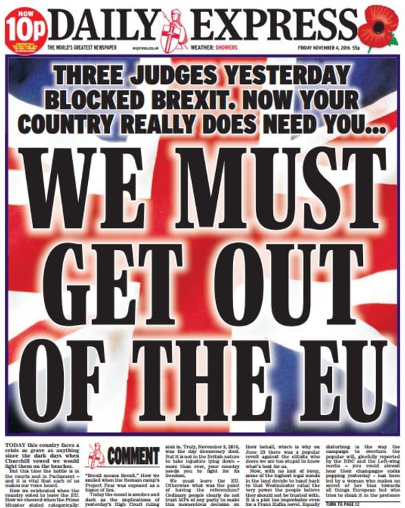 Daily Express front page