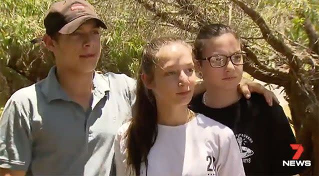 Stab victim Andrea Geranis' children - Brayden, Letiesha and Shanaya. Source: 7 News