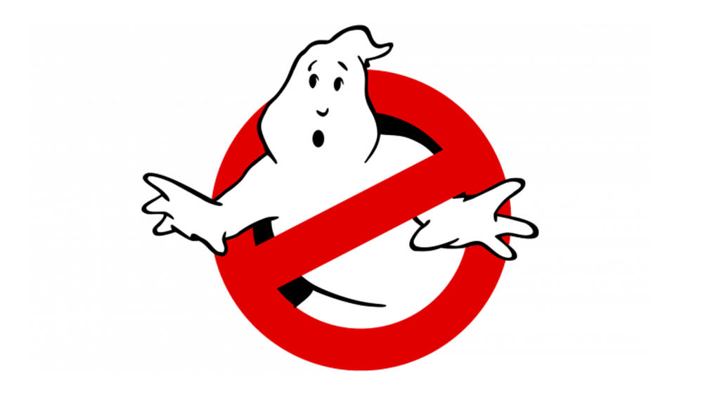  Ghostbusters logo on a white background. 