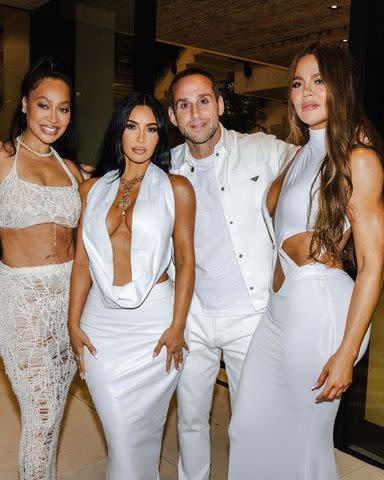 <p>Michael Rubin/instagram</p> LaLa Anthony, Kim Kardashian, Michael Rubin and Khloe Kardashian at Rubin's White Party