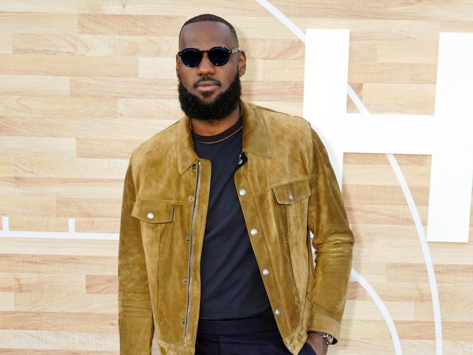 LeBron James poses at a move premiere.