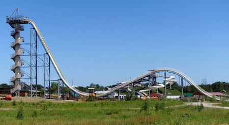 A general view of the Verruckt waterslide at the Schlitterbahn Waterpark in Kansas City, Kansas July 8, 2014. REUTERS/Dave Kaup/File Photo