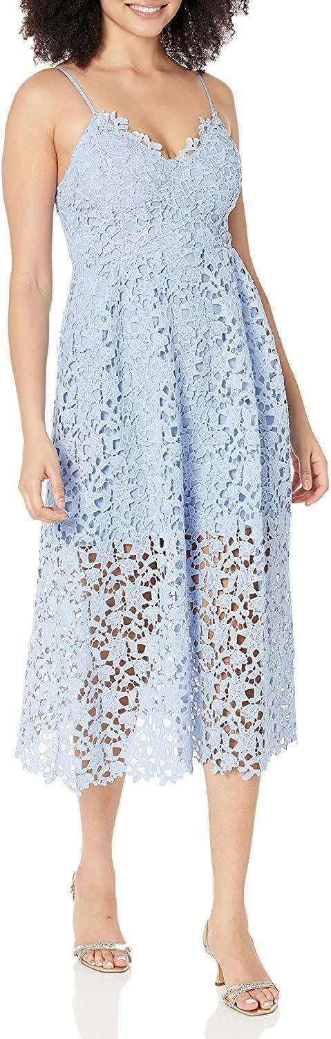 1) Sleeveless Lace Fit & Flare Midi Dress