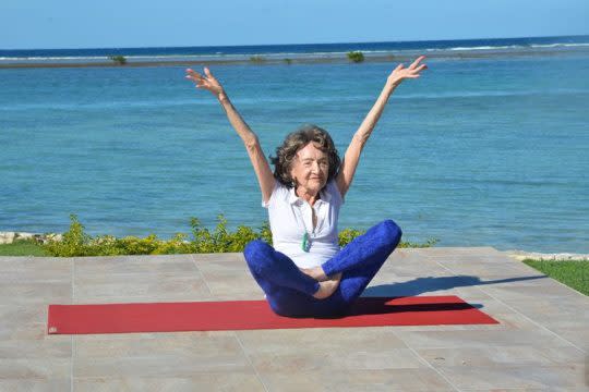 The World's Oldest Yoga Teacher's young spirit matches her movements. (Photo: Teresa Kennedy)