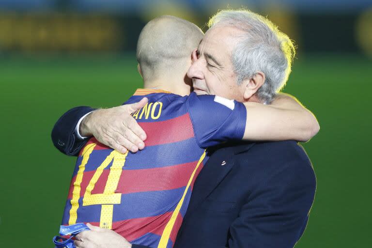 Mascherano y D''Onofrio, ex presidente de River, en el Mundial de Clubes 2015