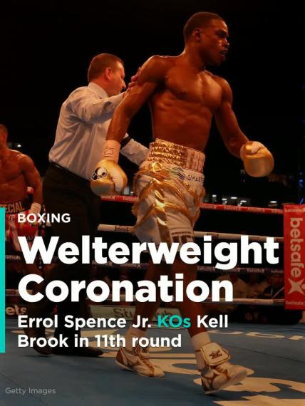 Welterweight coronation complete as Errol Spence Jr. KOs Kell Brook in 11th round