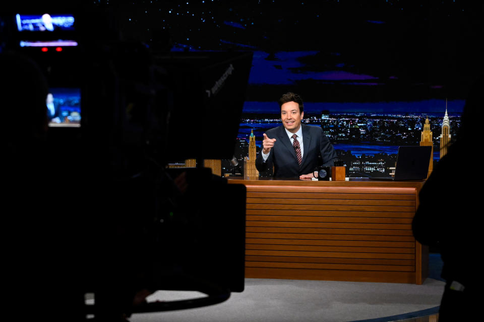 THE TONIGHT SHOW STARRING JIMMY FALLON -- Episode 1831 -- Pictured: Host Jimmy Fallon during Promos on Thursday, April 6, 2023 -- (Photo by: Todd Owyoung/NBC via Getty Images)