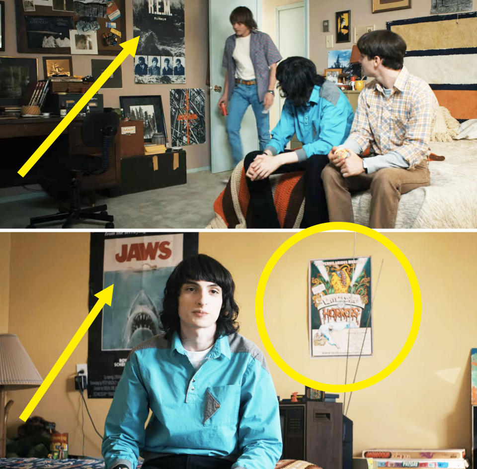 Arrows pointing to the posters in Will's room