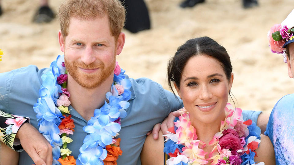 Prince Harry and Meghan at Bondi Beach on Friday. (Photo by Karwai Tang/WireImage)